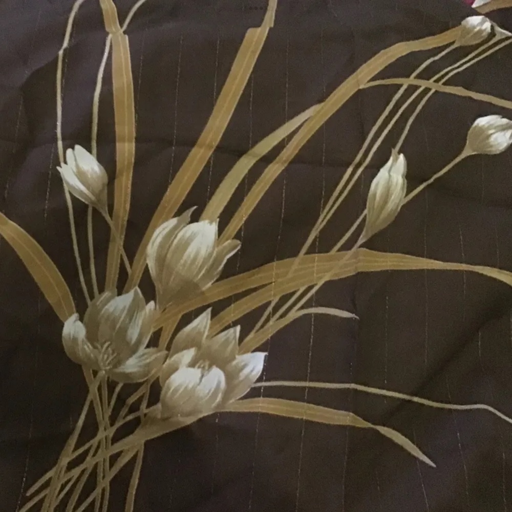 Holland Tulips Scarf Square Designer Vintage 100% Polyester Beige Brown